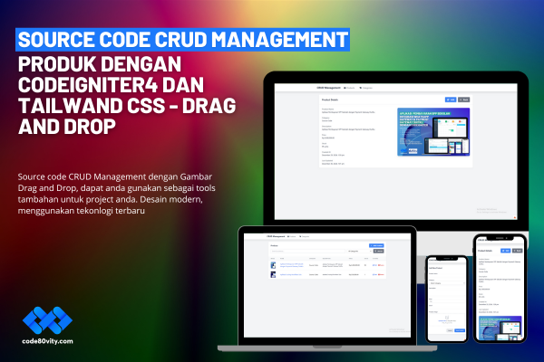Source Code Crud Management Produk Dengan CodeIgniter 4 dan Tailwand CSS - DRAG AND DROP