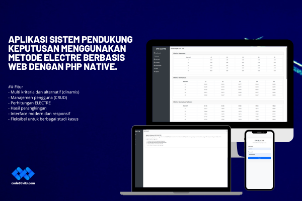 Aplikasi Sistem Pendukung Keputusan menggunakan metode ELECTRE berbasis web dengan PHP Native.